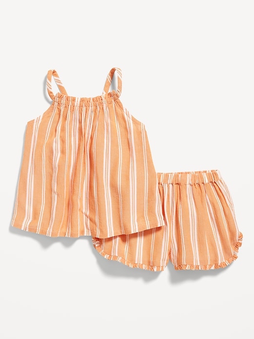 View large product image 1 of 1. Printed Crinkle-Crepe Sleeveless Top & Shorts Set for Baby
