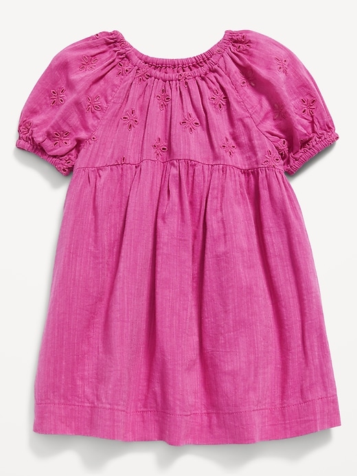 View large product image 1 of 2. Puff-Sleeve Floral-Eyelet Dress for Baby