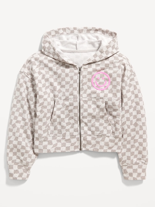 Printed Zip-Front French Terry Hoodie for Girls