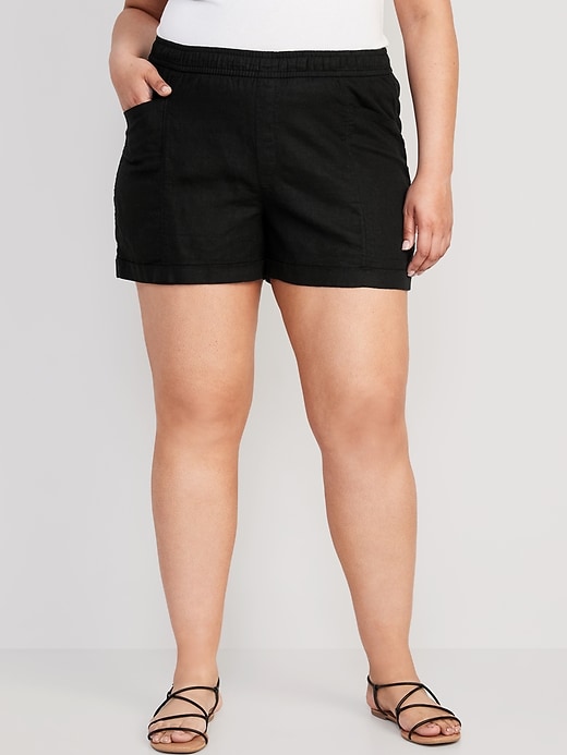 Image number 7 showing, High-Waisted Linen-Blend Utility Shorts -- 3.5-inch inseam