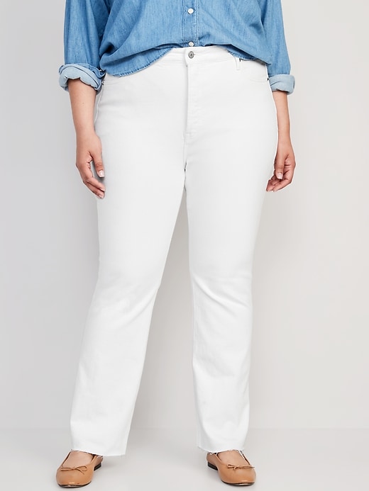 Image number 7 showing, Extra High-Waisted Button-Fly White-Wash Cut-Off Kicker Boot-Cut Jeans