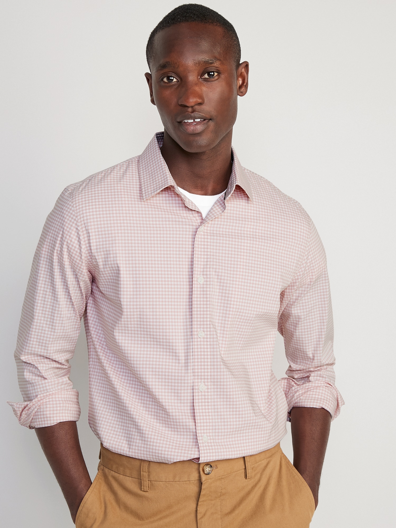 Old Navy Slim-Fit Pro Signature Performance Dress Shirt for Men pink. 1