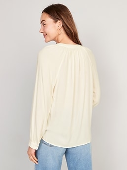 Split-Neck Button-Down Shirt for Women | Old Navy