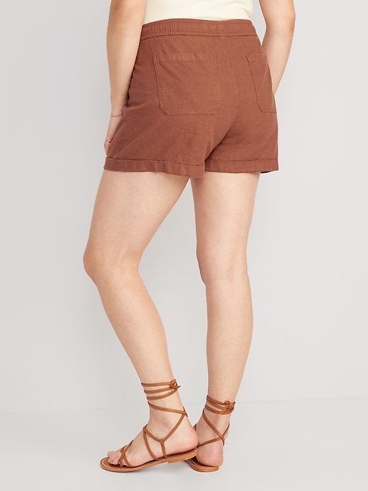 Image number 6 showing, High-Waisted Linen-Blend Utility Shorts -- 3.5-inch inseam