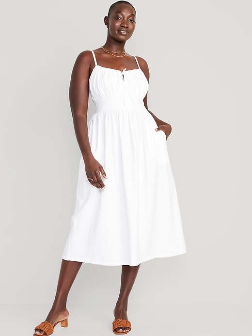 Image number 4 showing, Fit & Flare Tie-Front Cami Midi Dress