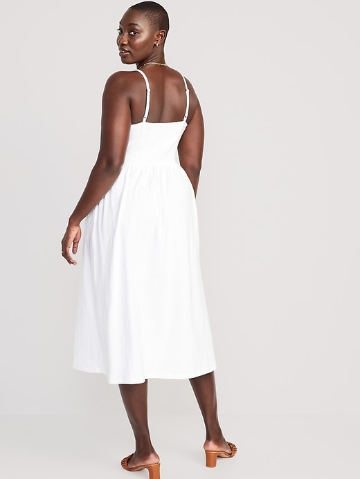 Image number 5 showing, Fit & Flare Tie-Front Cami Midi Dress