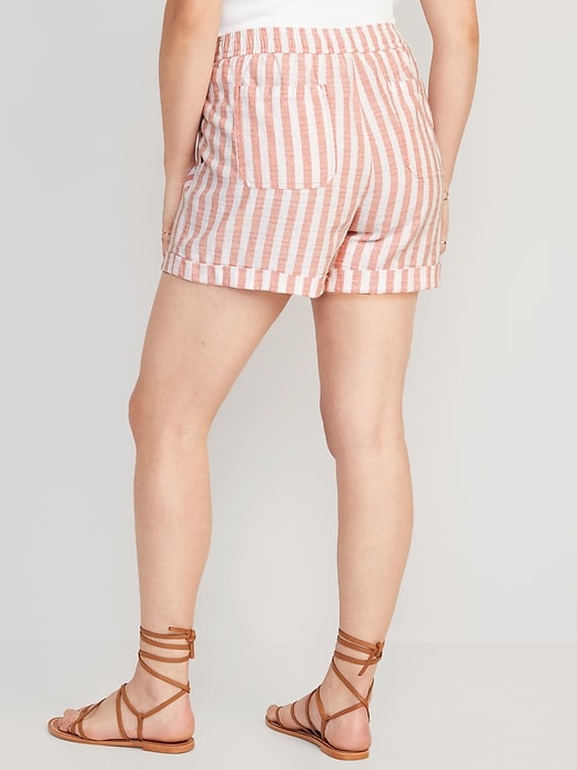 Image number 6 showing, Matching High-Waisted Striped Linen-Blend Shorts -- 3.5-inch inseam