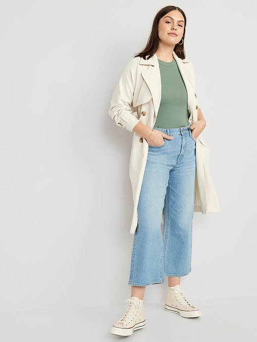 Image number 3 showing, Extra High-Waisted Cropped Wide-Leg Jeans