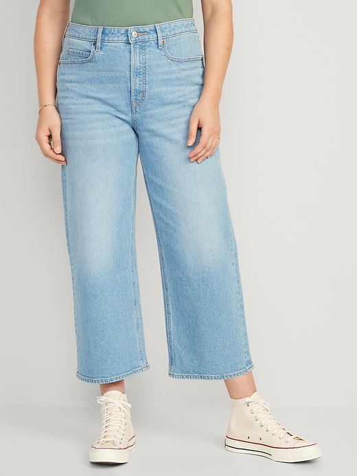 Image number 4 showing, Extra High-Waisted Cropped Wide-Leg Jeans