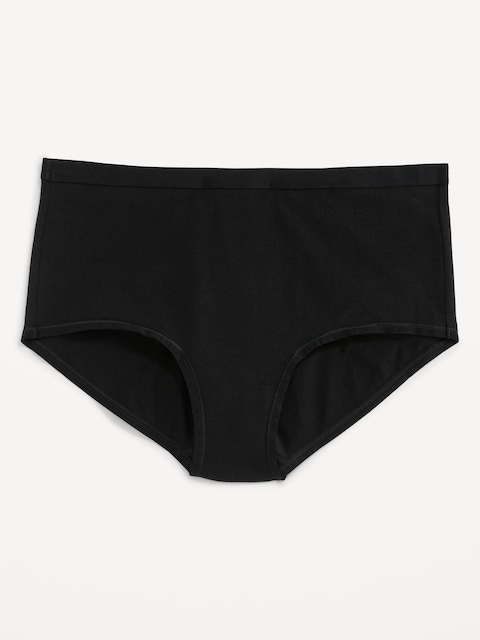 High-Waisted Everyday Brief Cotton Underwear - Black Jack