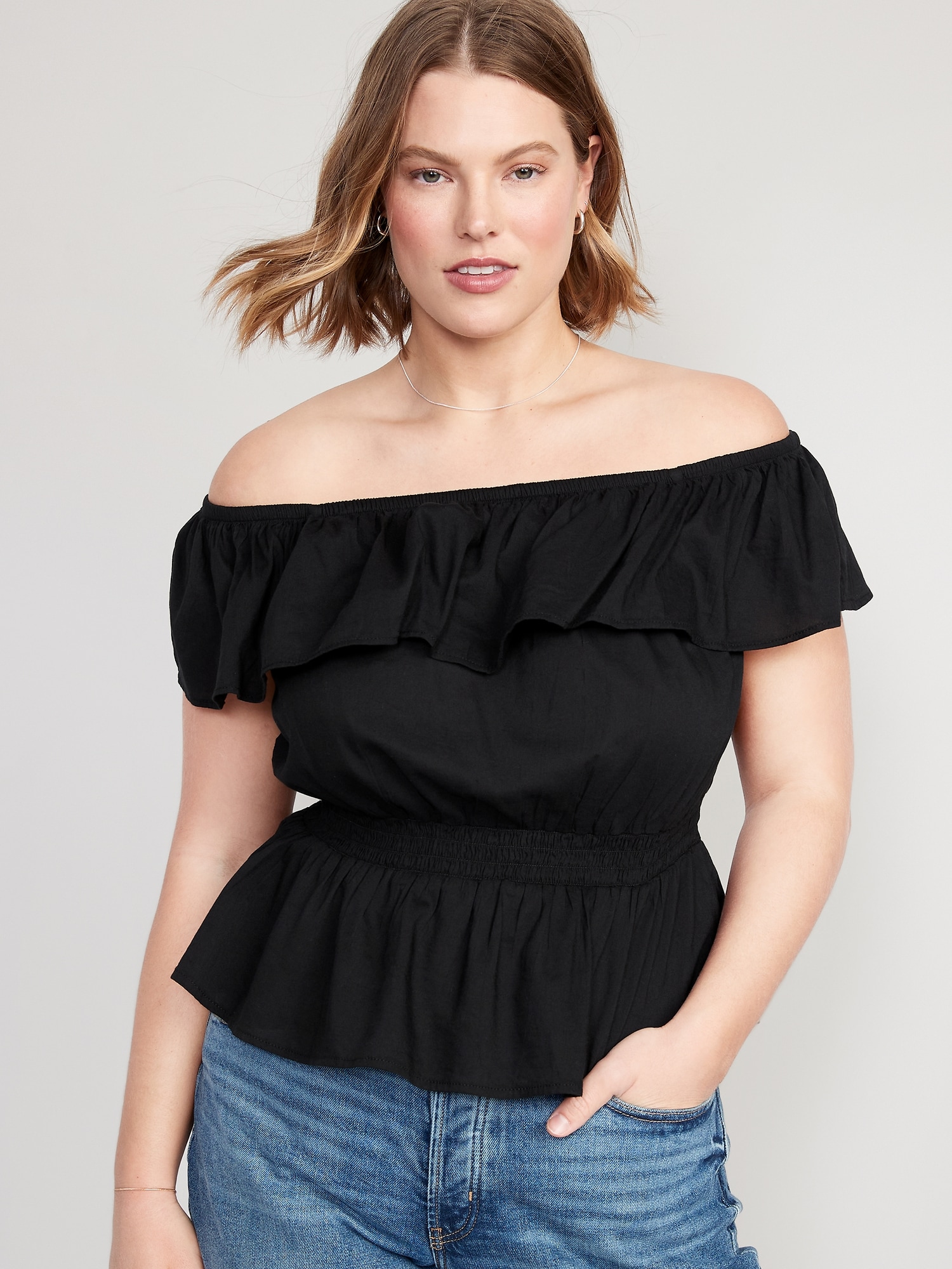 Off-The-Shoulder Waist-Defined Smocked Blouse | Old Navy