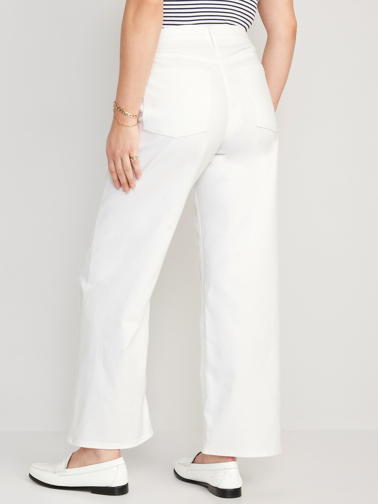 High-Waisted Wow White-Wash Wide-Leg Jeans