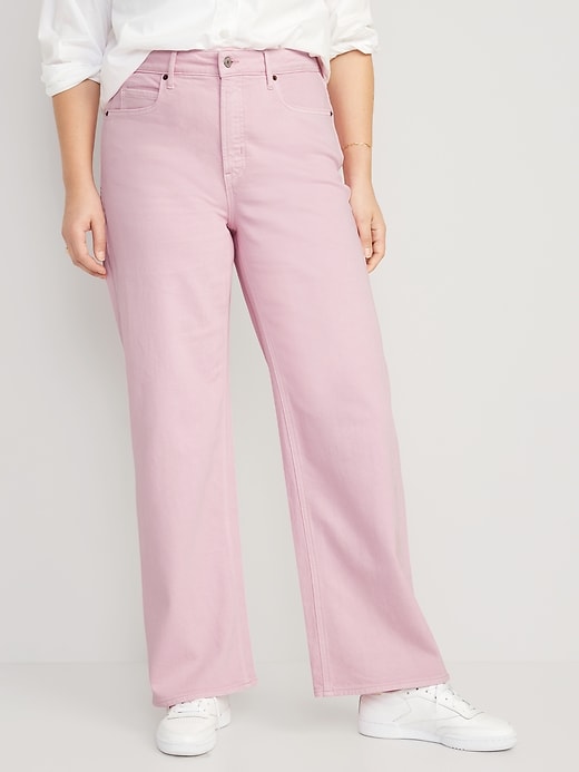Image number 5 showing, Extra High-Waisted Pop-Color Wide-Leg Jeans