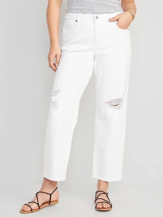 Image number 5 showing, High-Waisted OG Loose Ripped White Jeans
