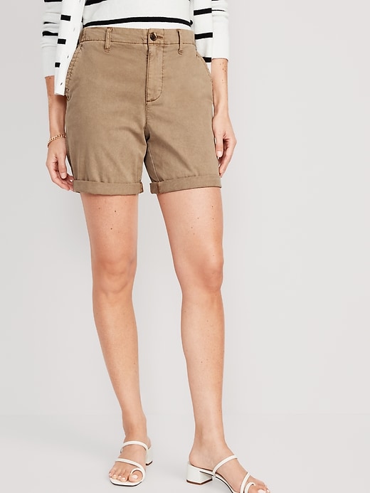 High-Waisted OGC Pull-On Chino Shorts for Women -- 7-inch inseam