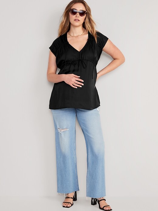 Maternity Dolman-Sleeve Satin Nursing Top