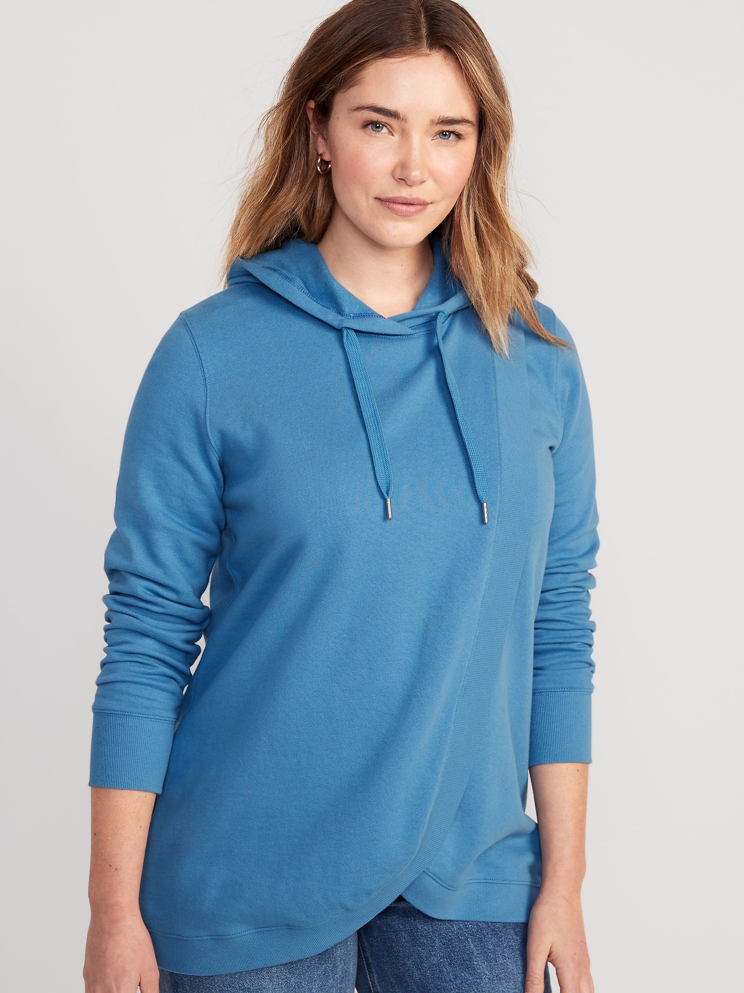 Old Navy Maternity Cross-Front Nursing Pullover Hoodie blue