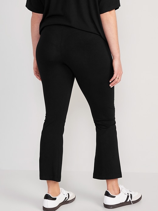 View large product image 2 of 4. Maternity Rollover-Waist Cropped Flare Jersey Leggings