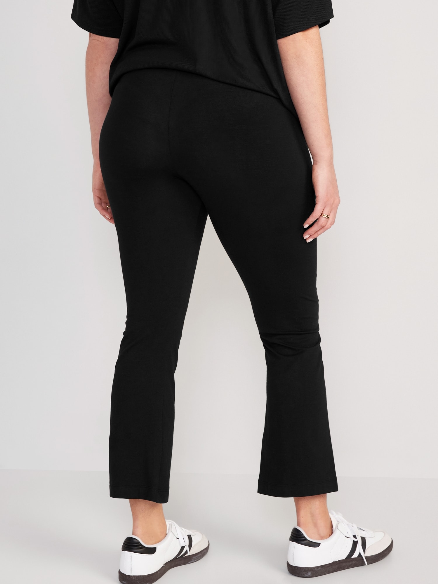 Maternity Rollover-Waist Cropped Flare Jersey Leggings