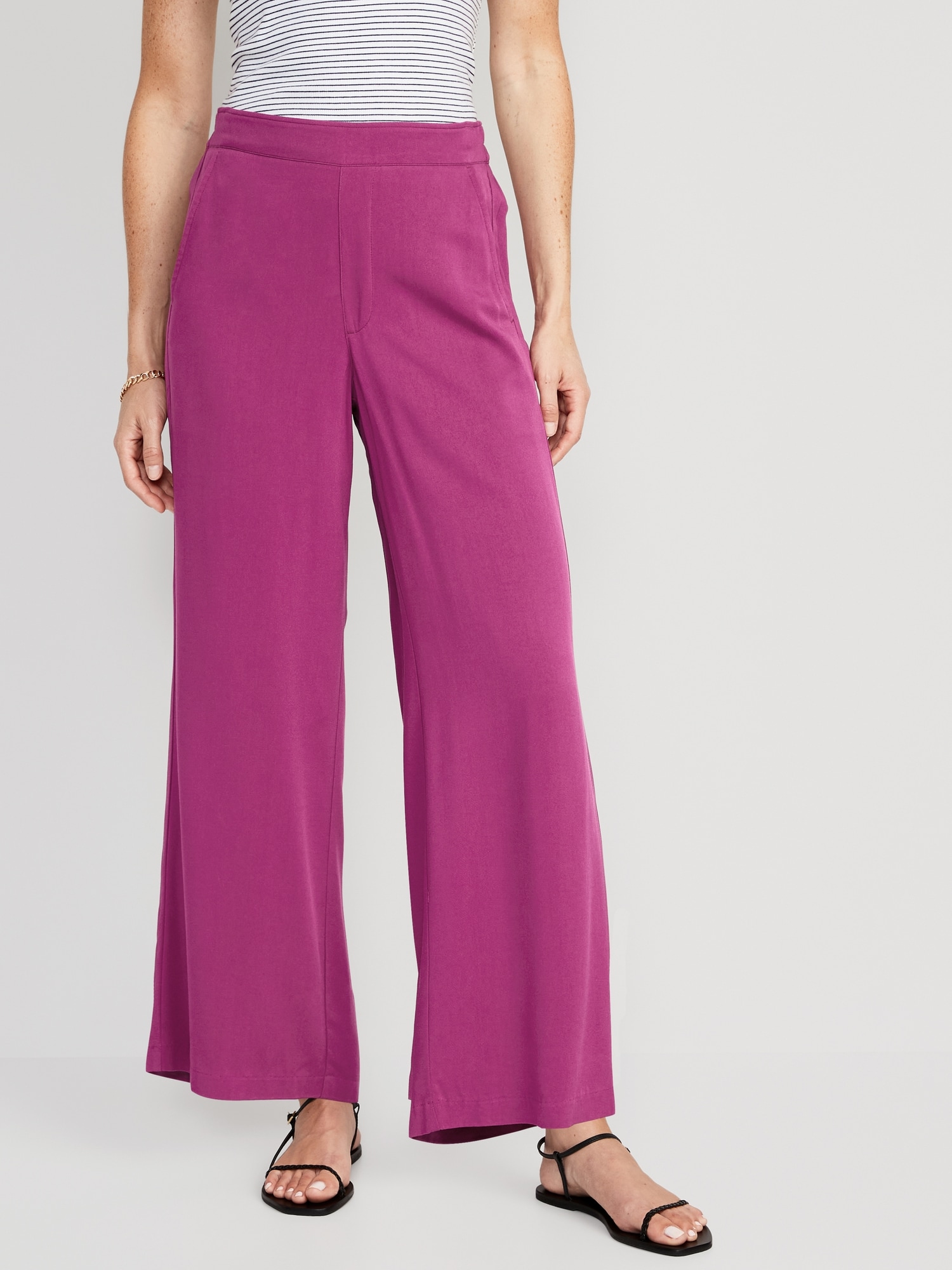 Old Navy High-Waisted Playa Soft-Spun Wide-Leg Pants for Women purple. 1