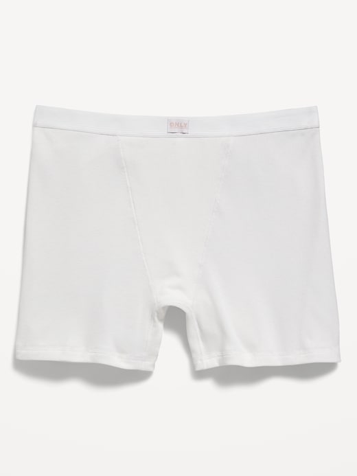 View large product image 1 of 4. High-Waisted Rib-Knit Boyshort Boxer Briefs -- 3-inch inseam