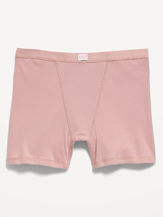 View large product image 1 of 4. High-Waisted Rib-Knit Boyshort Boxer Briefs -- 3-inch inseam