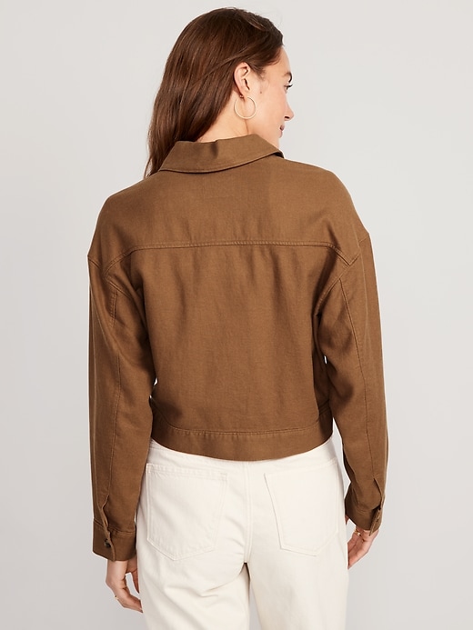 Image number 2 showing, Linen-Blend Cropped Utility Jacket