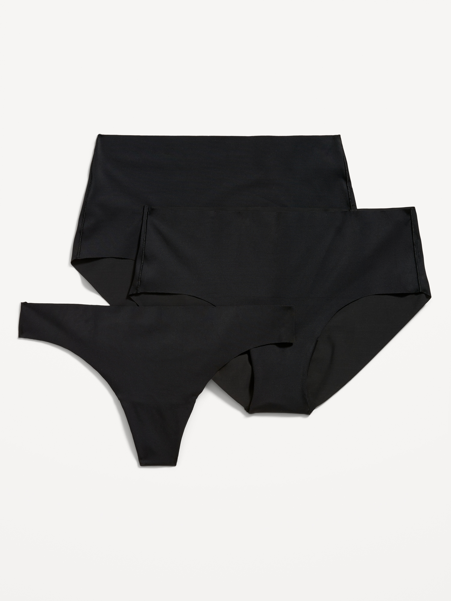 Old Navy - Soft-Knit No-Show Underwear Variety 3-Pack for Women black