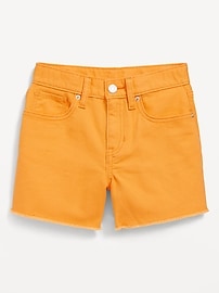 View large product image 4 of 4. High-Waisted Frayed-Hem Jean Shorts for Girls