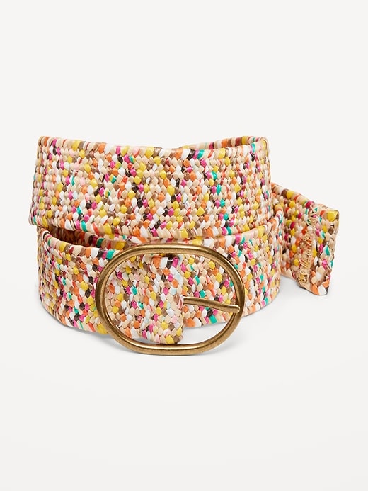 View large product image 1 of 1. Stretch Braided Straw Belt for Women (1.5-inch)