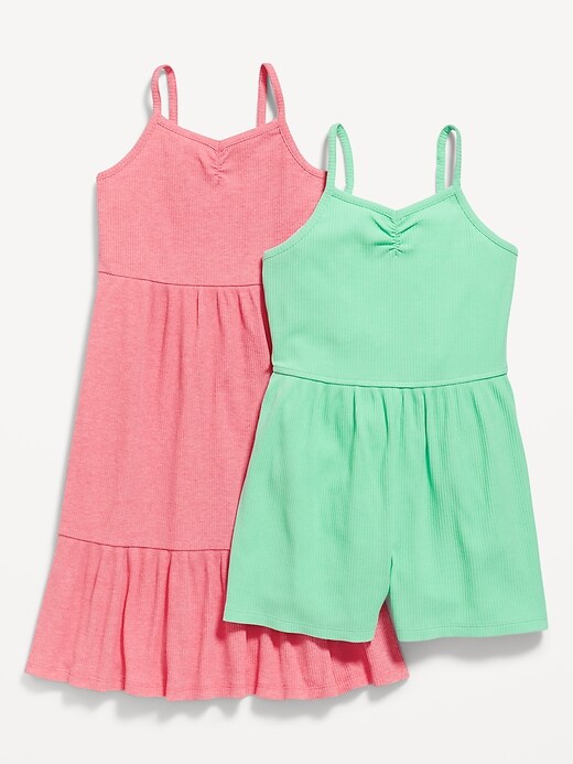 View large product image 1 of 1. Rib-Knit Cami Romper & Dress Set for Girls