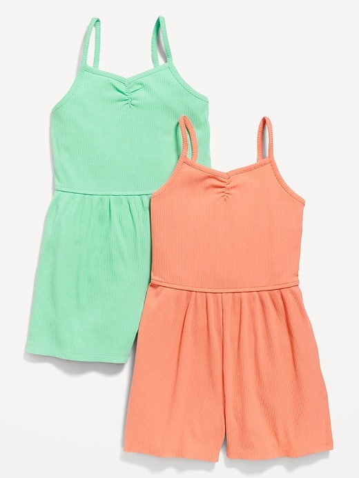 View large product image 1 of 1. Rib-Knit Cami Romper 2-Pack for Girls