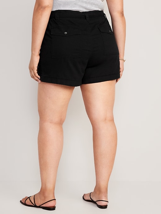 Image number 8 showing, Extra High-Waisted Tie-Front Cargo Workwear Shorts -- 4-inch inseam