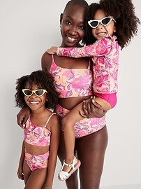 View large product image 3 of 3. Long-Sleeve Ruffle-Trim Rashguard & Bikini Swim Set for Toddler & Baby