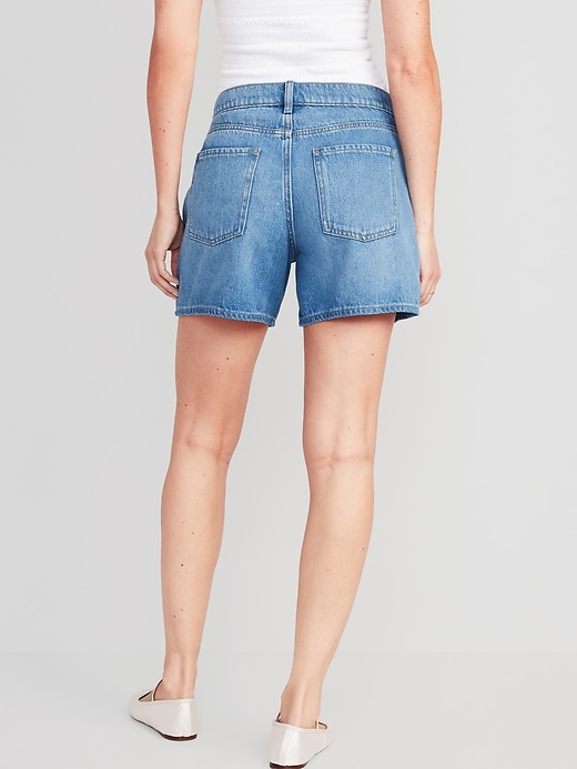 Mid-Rise Baggy A-Line Jean Shorts for Women -- 5-inch inseam | Old Navy