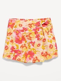 View large product image 4 of 5. Linen-Blend Wrap-Front Skort for Girls