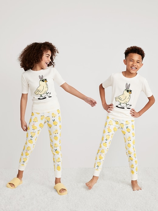 View large product image 1 of 4. Matching Gender-Neutral Snug-Fit Printed Pajama Set for Kids