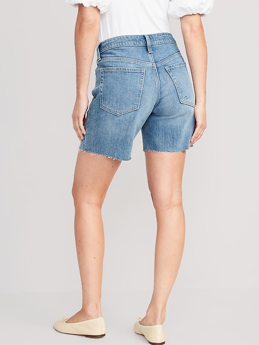 Image number 2 showing, Mid-Rise OG Loose Ripped Cut-Off Jean Shorts -- 7-inch inseam