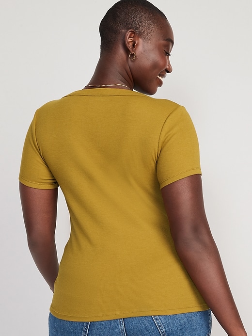 Image number 6 showing, Fitted Scoop-Neck Rib-Knit T-Shirt