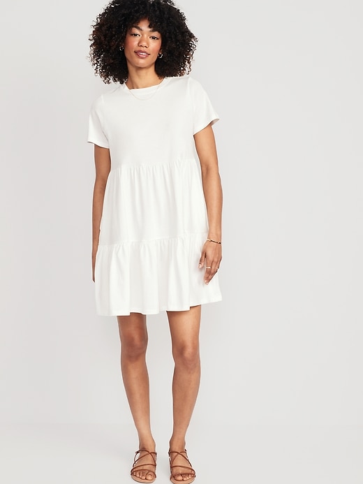 Image number 1 showing, Tiered Mini Swing T-Shirt Dress