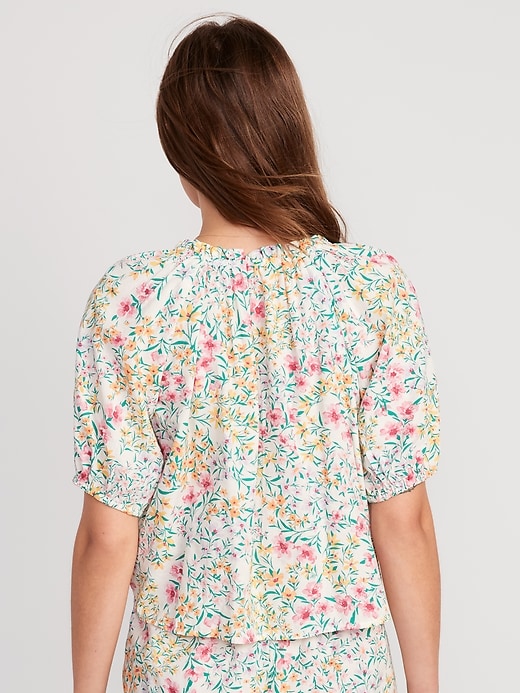Image number 2 showing, Floral Elbow-Sleeve Pajama Swing Top