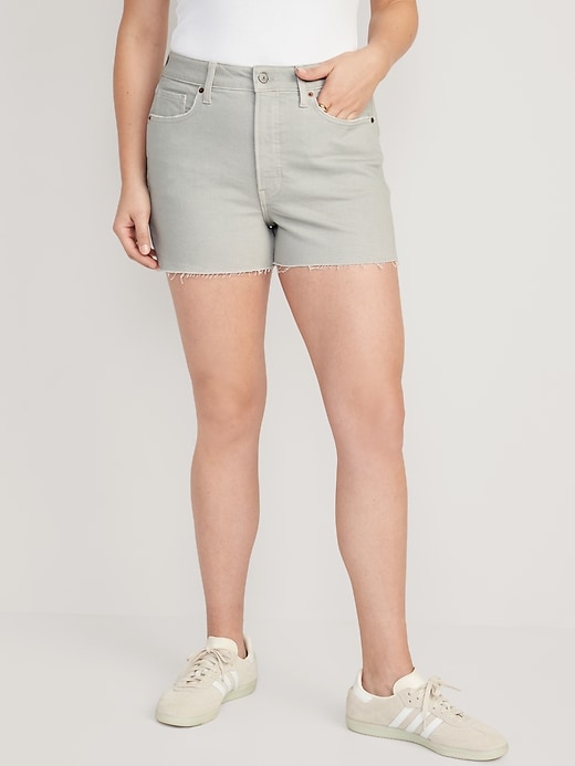 Image number 5 showing, High-Waisted OG Straight Pop-Color Jean Cut-Off Shorts -- 3-inch inseam