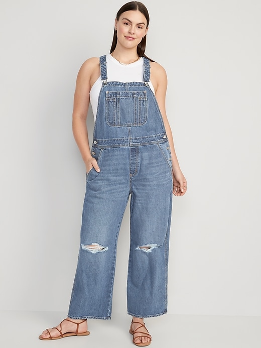 Image number 5 showing, Baggy Wide-Leg Ripped Jean Overalls