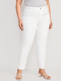 High-Waisted Wow Slim-Straight White Jeans for Women