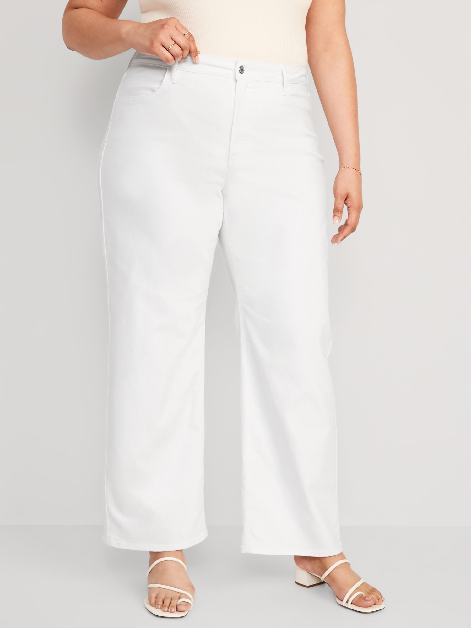 White Jeans Women Wide Leg Jeans High Waisted Baggy Classic
