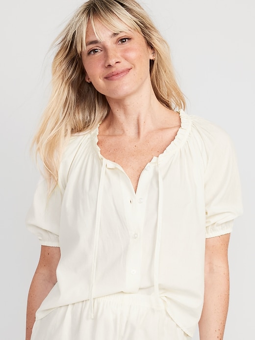 Image number 1 showing, Matching Puff-Sleeve Pajama Swing Top