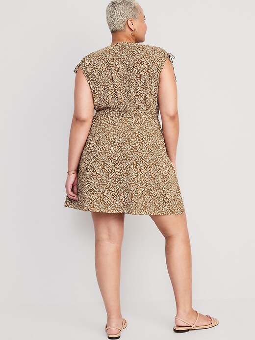 Image number 8 showing, Waist-Defined Sleeveless Tie-Shoulder Smocked Mesh Mini Dress