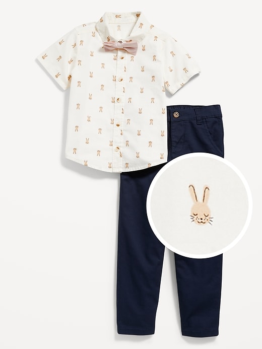 View large product image 1 of 1. Printed Poplin Shirt & Twill Bottoms Set for Toddler Boys
