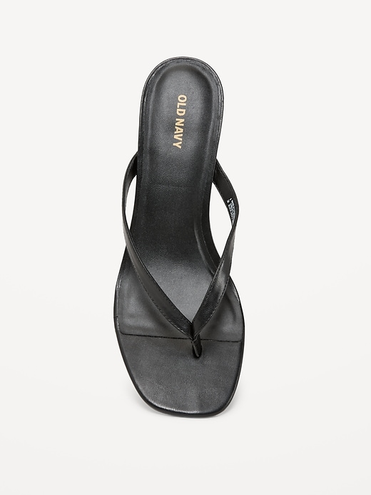 Image number 3 showing, Faux-Leather Kitten-Heel Thong Mule Sandals