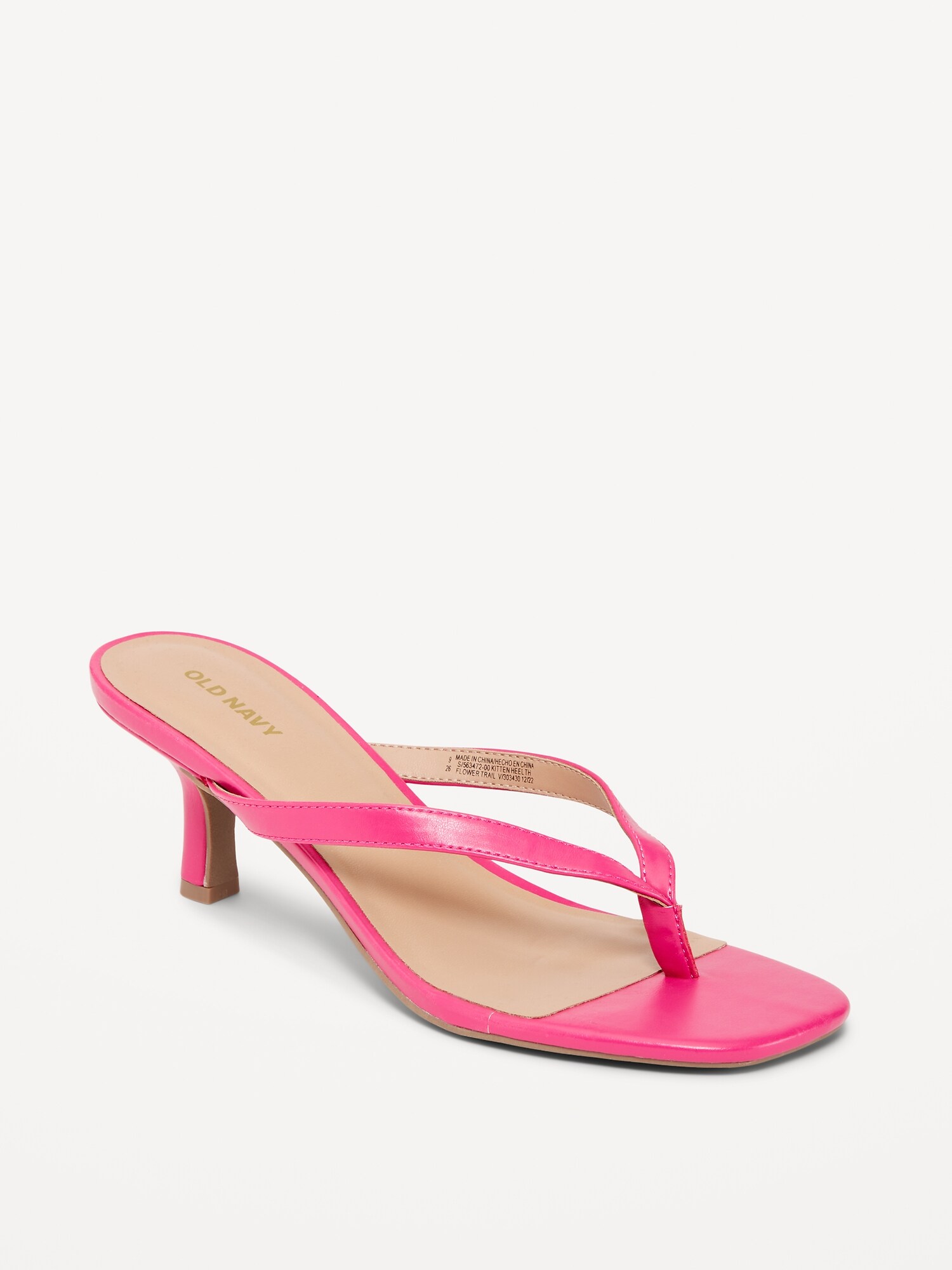 Faux Leather Kitten Heel Thong Mule Sandals Old Navy